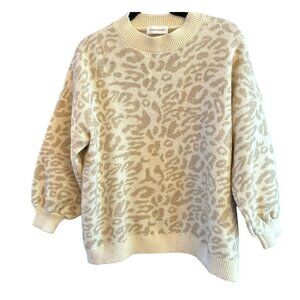 Goodnight Macaroon Kanya Cream Beige Crewneck Leopard Pint Sweater One Size EUC